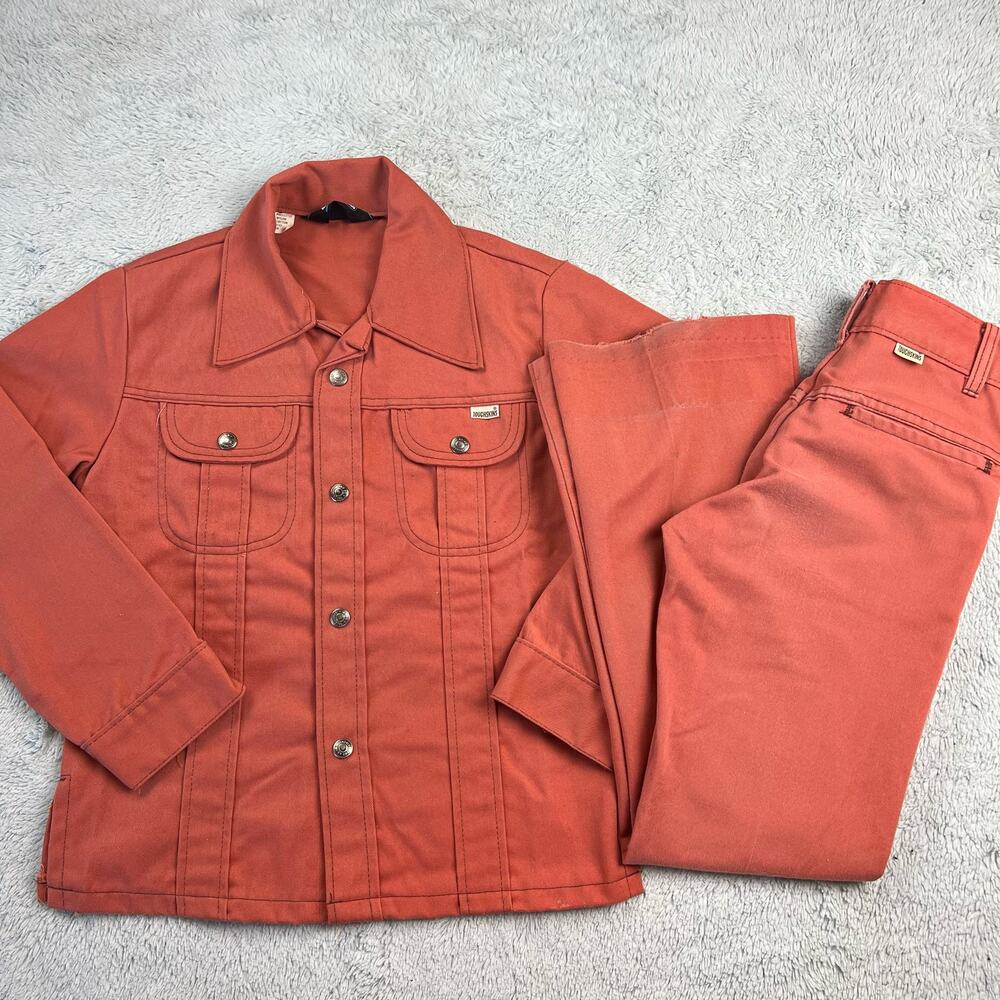 Sears Boy's Toughskins Salmon Pants Set Outfit Jacket Slacks Size 10/12 Slim VTG